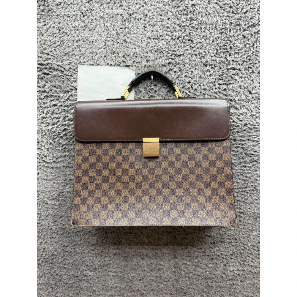 Vintage Louis Vuitton Damier Ebene Altona PM Briefcase Bag Coated Canvas Brown